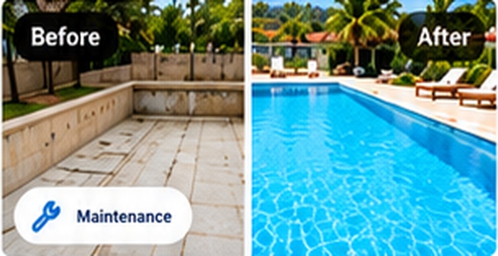 Before and After pool cleaning refurbishment